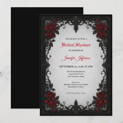 Red Roses Gothic Bridal Shower invitation