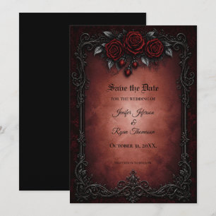 Red Roses Gothic Save the date invitation