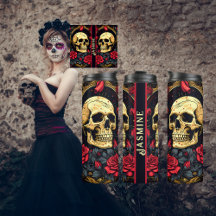 Red Roses Gothic Skull Halloween Yoga