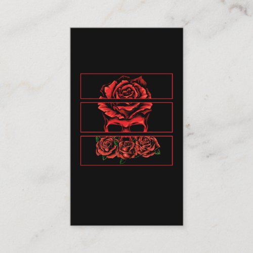 Red Roses Gothic Skull Wicca Goth Flowers Business Card