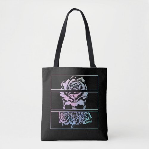 Red Roses Gothic Skull Wicca Pastel Goth Flowers Tote Bag