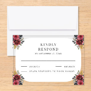 Red Roses Gothic Wedding Acrylic Rsvp Card