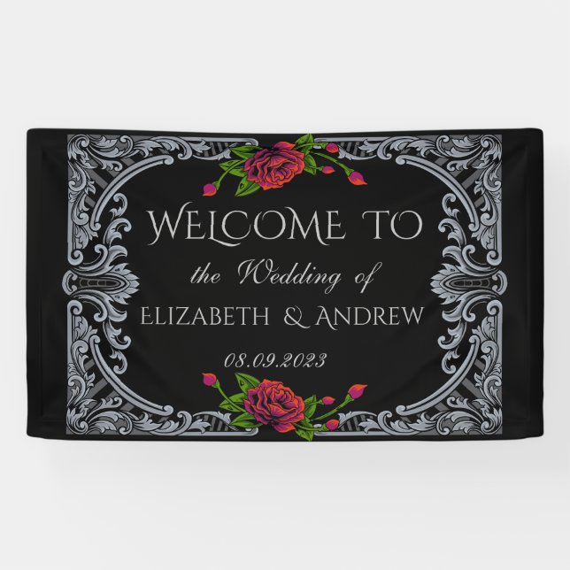 Red Roses Gothic Wedding Banner (Horizontal)