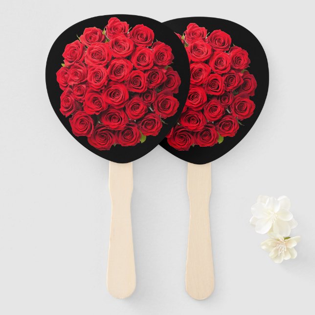 Red roses hand fan (Front and Back)