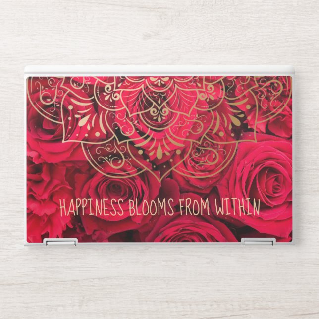 Red Roses Happiness Blooms From Within HP Laptop Skin (Front)