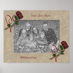 Red Roses Heart Add Your Photo Personalized Poster