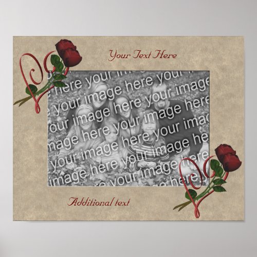 Red Roses Heart Add Your Photo Personalized Poster
