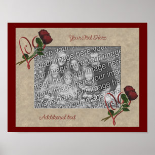 Red Roses Heart Frame Create Your Own Photo Poster