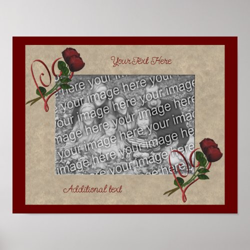 Red Roses Heart Frame Create Your Own Photo  Poster