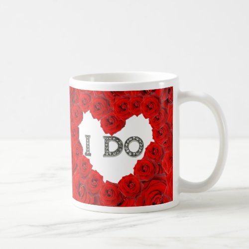 Red Roses Heart I Do Bling Wedding Mug