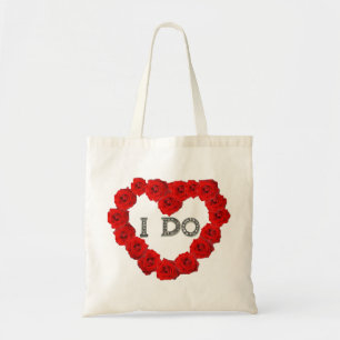 Red Roses Heart I Do Bling Wedding Tote
