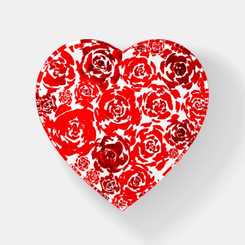 Red Roses Heart Paperweight