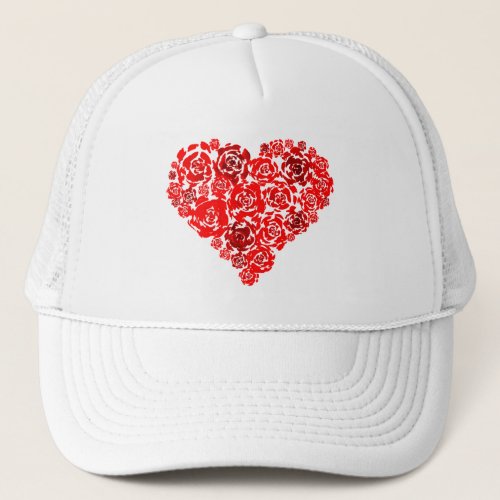 Red Roses Heart Trucker Hat