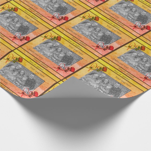 Red Roses Heart Your Photo Personalized Wrapping Paper (Corner)