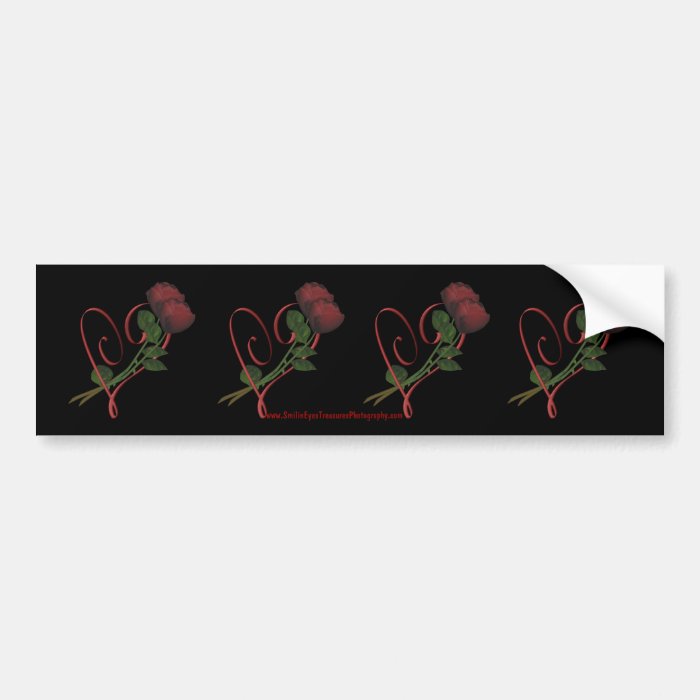 Red Roses Hearts Flower Bumper Sticker Car Art