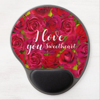 Red Roses I  Love you Name Gel Mouse Pad