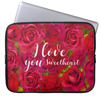 Red Roses I  Love you Name Laptop Sleeve