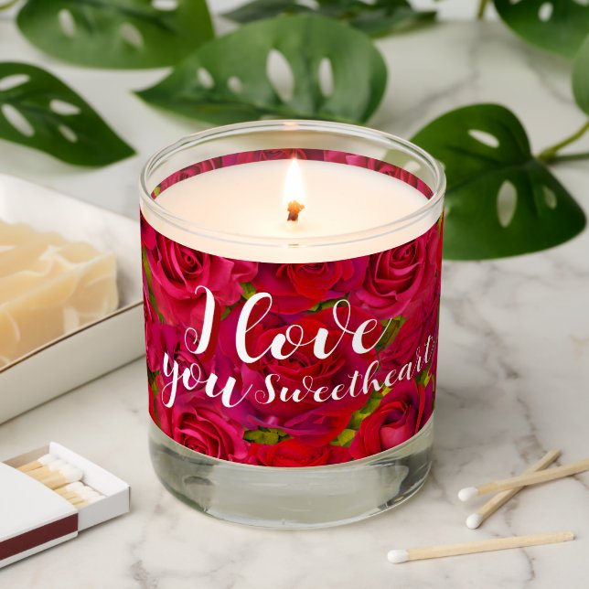 Red Roses I  Love you Name Scented Candle (Lit)