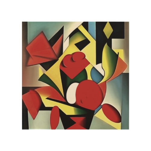 Red Roses In A Red Vase Geometric Art Abstract