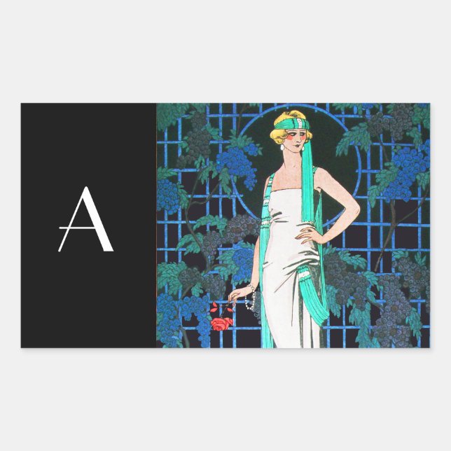 RED ROSES IN THE NIGHT,ART BEAUTY FASHION MONOGRAM RECTANGULAR STICKER (Front)