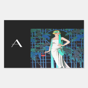 RED ROSES IN THE NIGHT,ART BEAUTY FASHION MONOGRAM RECTANGULAR STICKER