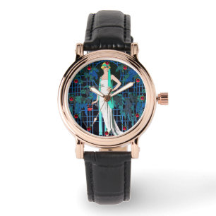 RED ROSES IN THE NIGHT,ART DECO BEAUTY FASHION WATCH