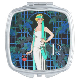 RED ROSES IN THE NIGHT,BEAUTY FASHION MONOGRAM COMPACT MIRROR
