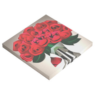 Red Roses In Vase Art Deco Abstract Art