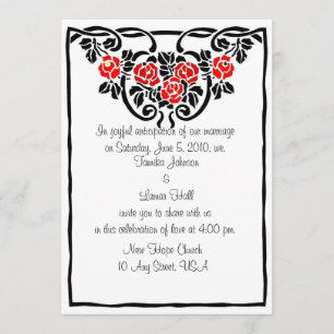 Red Roses Intertwined Wedding Invitations