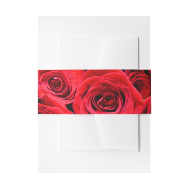 Red Roses Invitation Belly Band (Front Example)