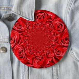 Red Roses Kaleidoscope: Happy Valentine's Day Art Button