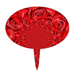 Red Roses Kaleidoscope: Happy Valentine's Day Art  Cake Topper