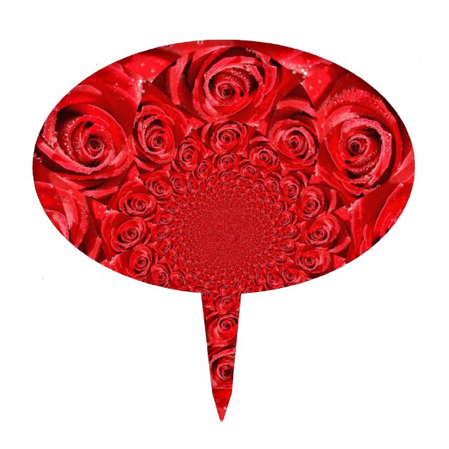 Red Roses Kaleidoscope: Happy Valentine's Day Art  Cake Topper (Front)
