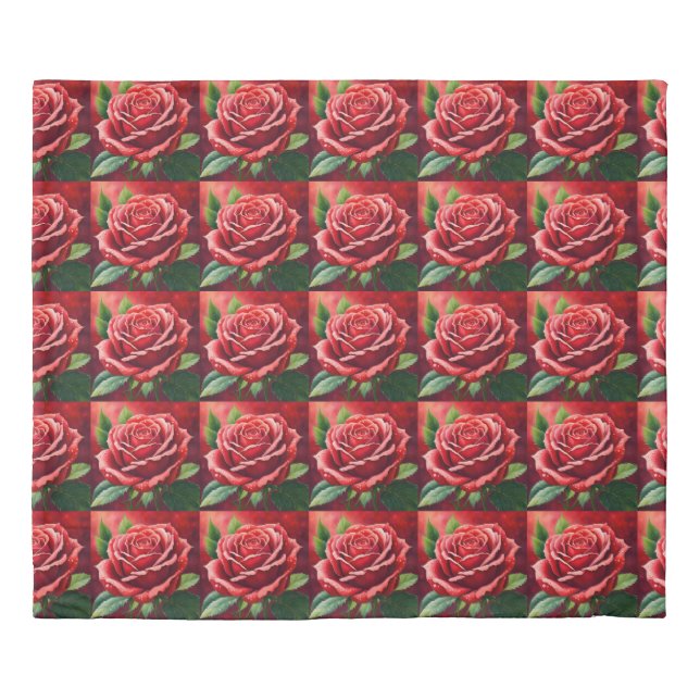 Red Roses King Sized Comforter Duvet Cover (Front)