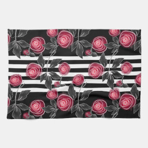 Red roses kitchen towel