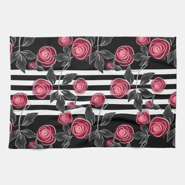 Red roses kitchen towel (Horizontal)