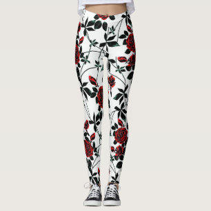 Red roses . leggings