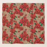 red roses leopard print chiffon scarf