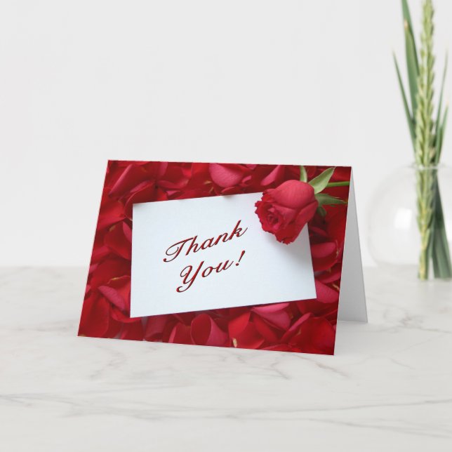 Red Roses Letterpress Thank You Card (Front)