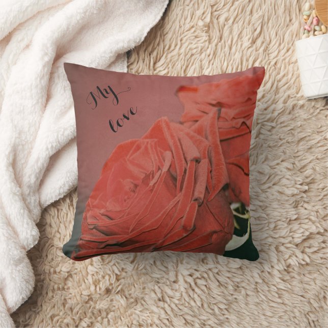 Red roses like velvet  throw pillow (Blanket)