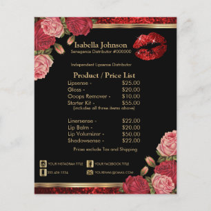 Red Roses Lip Glitter - Black Product / Price List Flyer