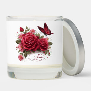 Red Roses, Love and Butterfly Scented Candle