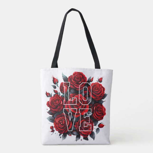 Red roses - LOVE Tote Bag (Back)