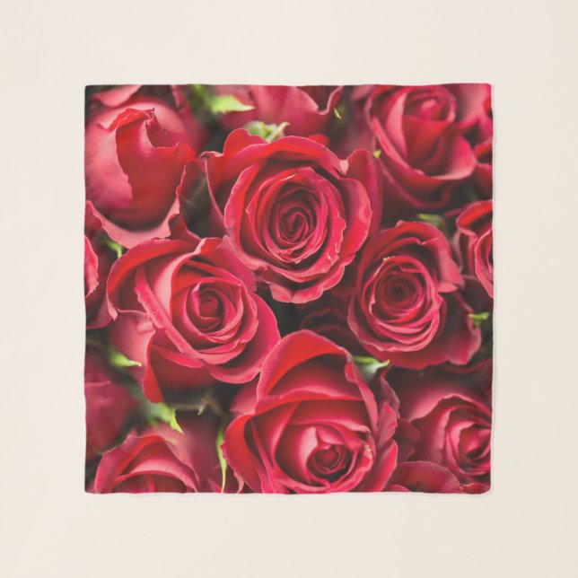 Red Roses Luxury Chiffon Scarf (Front)
