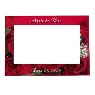 Red Roses Magnetic Frame, - personalize Magnetic Photo Frame