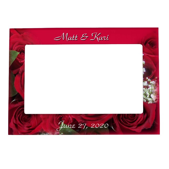 Red Roses Magnetic Frame, - personalize Photo Frame (Front)