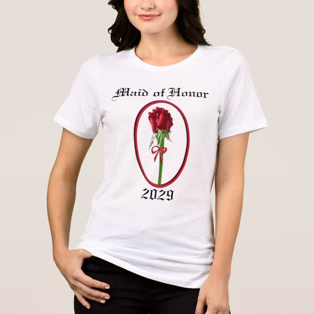 Red Roses Maid of Honor Tri-Blend Shirt (Front)
