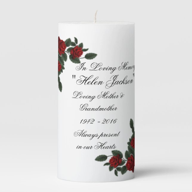 Red Roses Memorial Candles Decoration (Front)