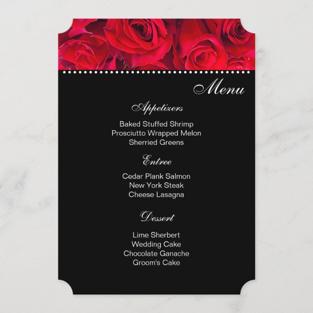 Red Roses Menu Card (Front)