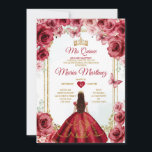 Red Roses Mexican Princess Quiñceanera Floral Invitation<br><div class="desc">Red Roses Mexican Princess Quiñceanera Floral Invitation
Mis Quince 15 Anos,  16th Birthday Butterfly.</div>